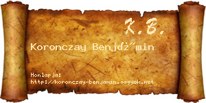 Koronczay Benjámin névjegykártya
